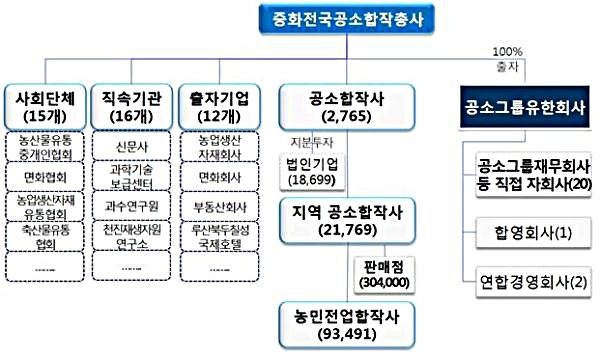 ▲공소합작총사 계통 조직 및 관계회사 (사진 : NH농협금융지주 제공)