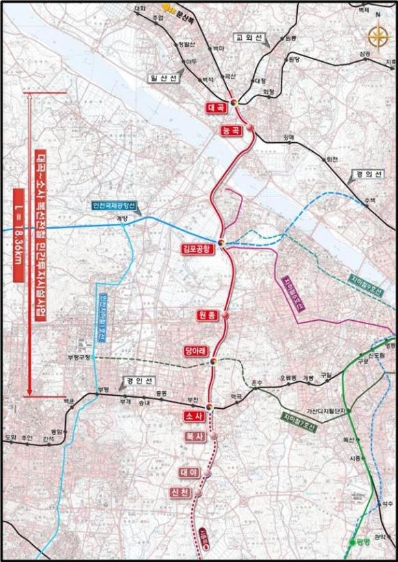 ▲대곡~소사 복선전철 노선도 (사진 : KDB산업은행 제공)