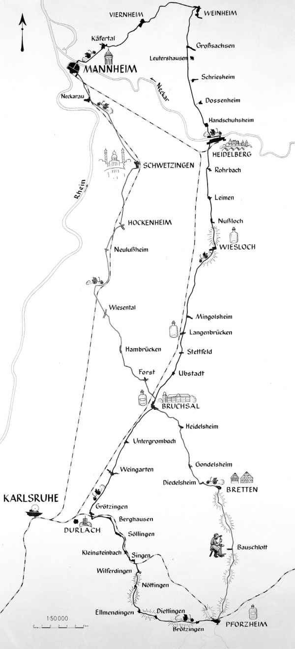 
▲베르타 벤츠가 성공한 왕복 180km에 이르는 세계 최초의 장거리 주행 지도
