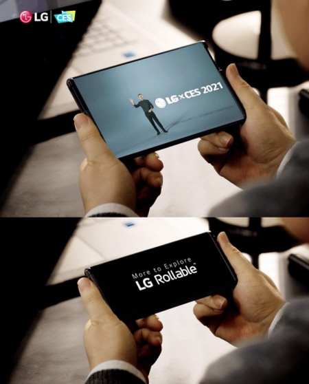LG전자가 올해 CES에서 5초간 공개한 롤러블폰 ‘LG 롤러블’. 세부적인 스펙은 소개하지 않았다. /