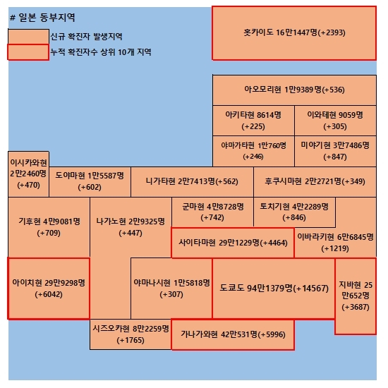 24일 일본 코로나 확진자 현황