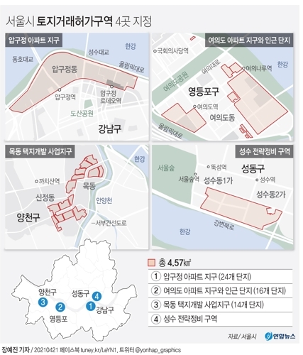 서울시 토지거래허가구역 4곳