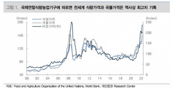 식량 곡물가격 그래프