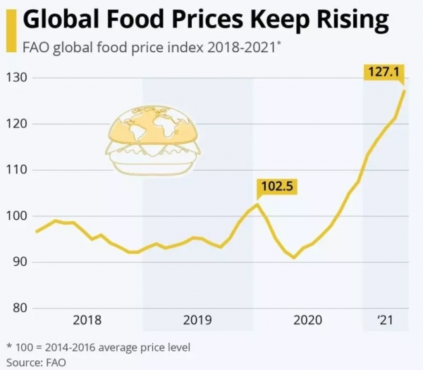 세계식량가격 상승세 [자료=STATISTA]