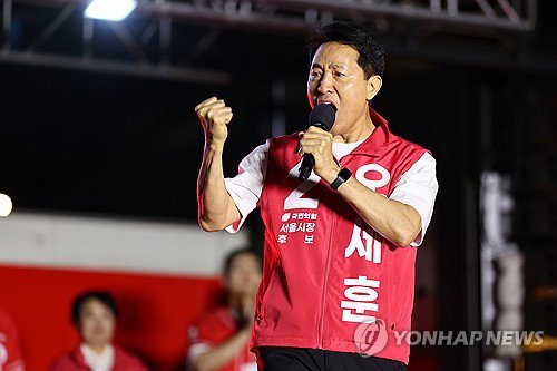 오세훈, 0시 가락시장서 밤 9시 강남역까지 14개 일정 강행군&hellip; 