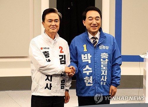 충남지사 막판 토론 '의혹 공방' 격돌... 박수현 