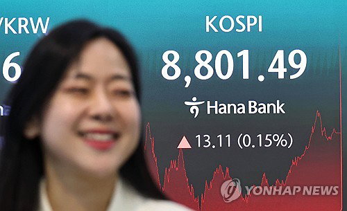 '9천피' 코스피 주가, 外人 매도에 '숨고르기'