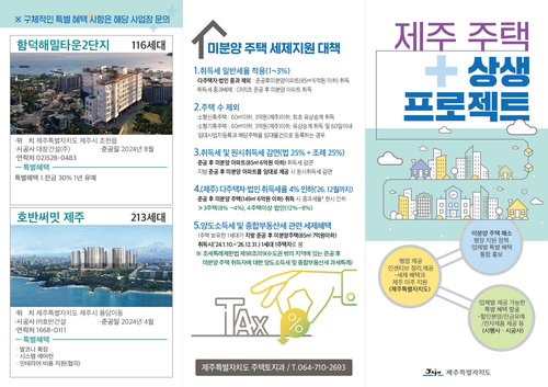 제주 미분양 2700채 '초비상', 다주택 취득세 4% 인하 '파격 카드'
