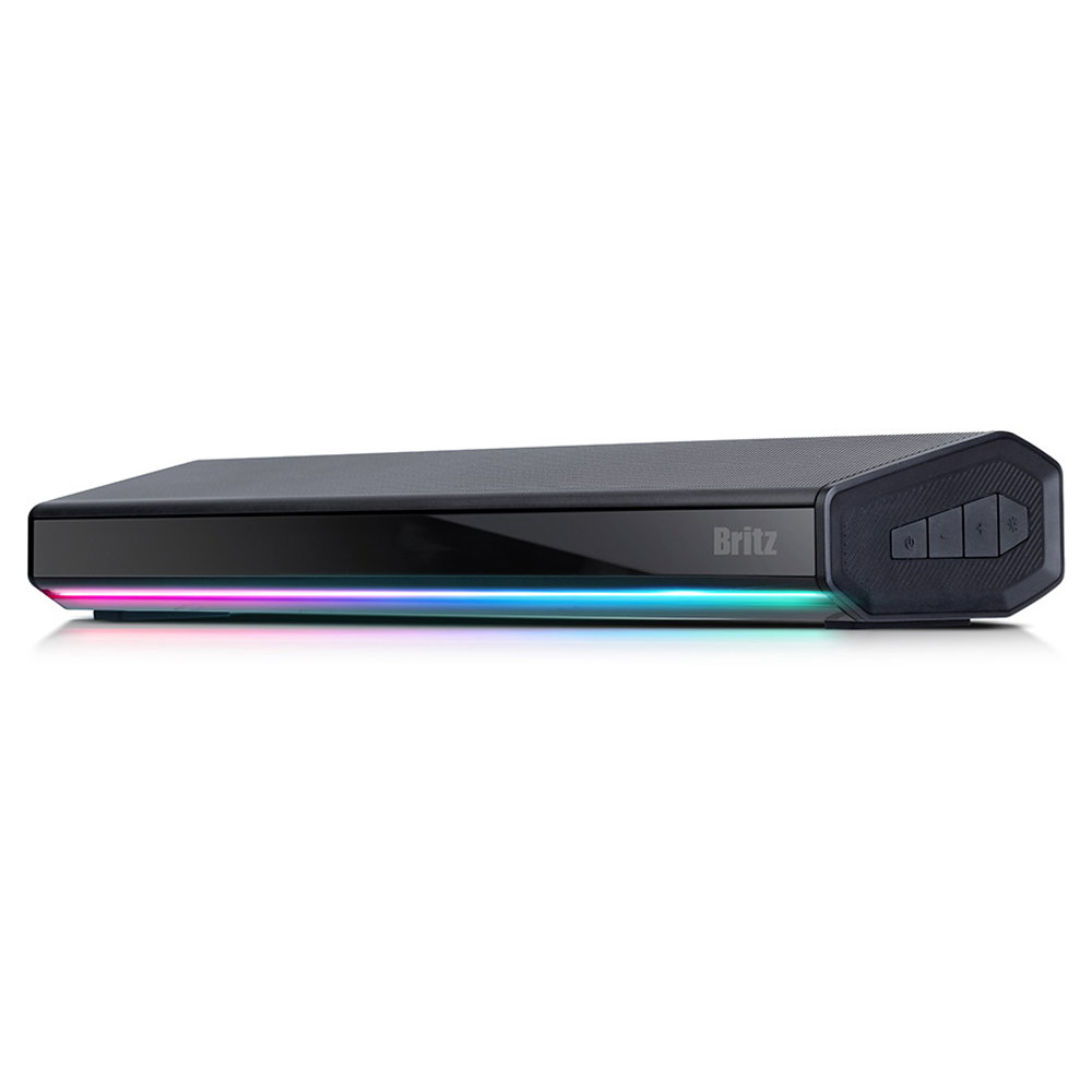 브리츠 인체공학적 45도 지향설계 RGB 무선 사운드바, 검정, BZ-MK22