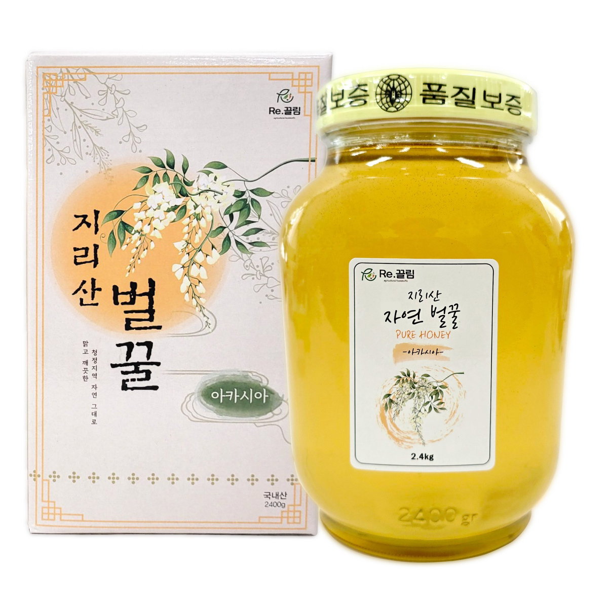 지리산 100% 자연산 아카시아 잡화 국산 자연 벌꿀 2.4kg 1병, 2.4kg, 1개