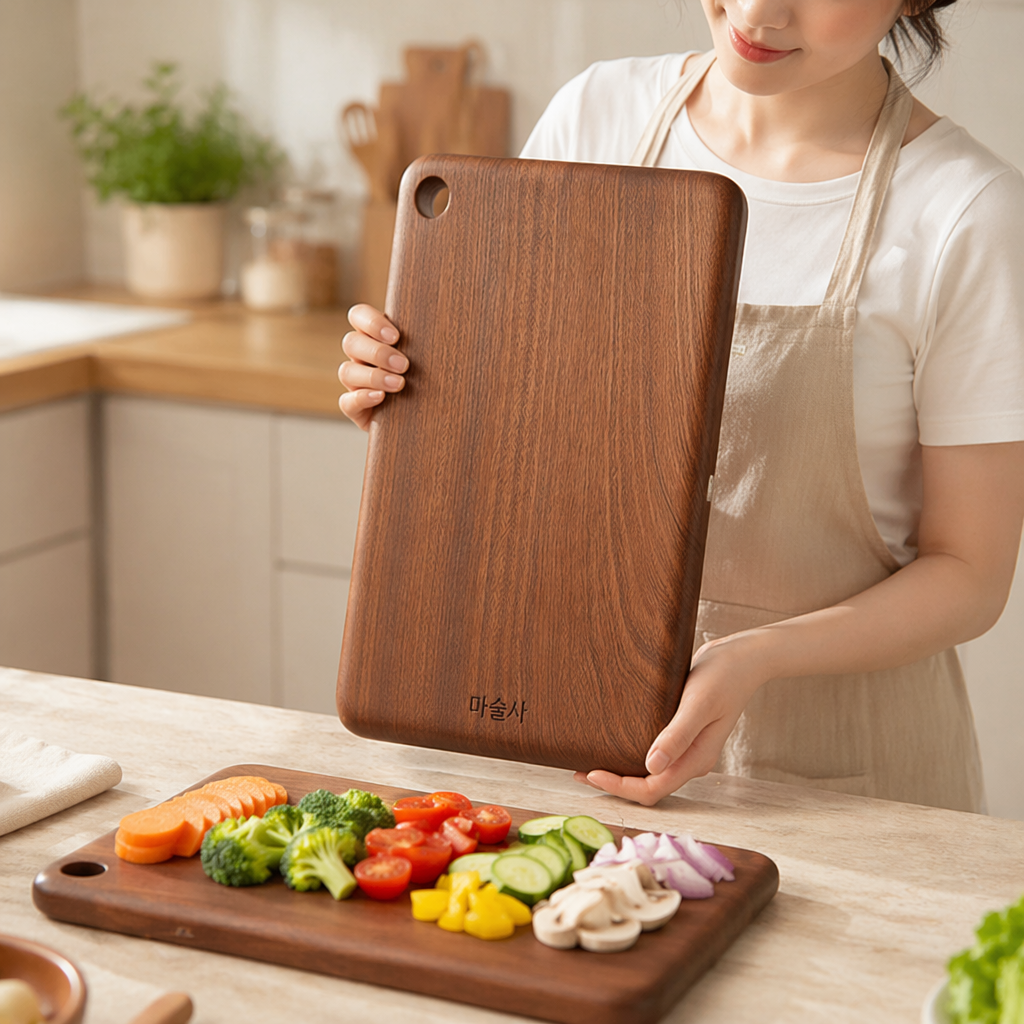 마술사 무접합 가정용 나무도마 양면 원목 도마 튼튼함 원목도마 좋은 내구성, 1개, 월넛
