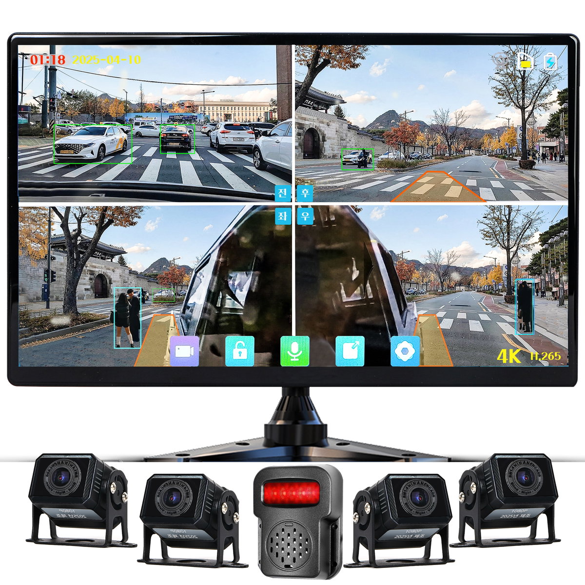 WINANON 4채널 터치 화물차 블랙박스 4K고화질 AI 생체인식 시스템 10.1인치 800만화소 1080P 128G 트럭 차량 풀세트, 사은품 9종 세트, 128GB