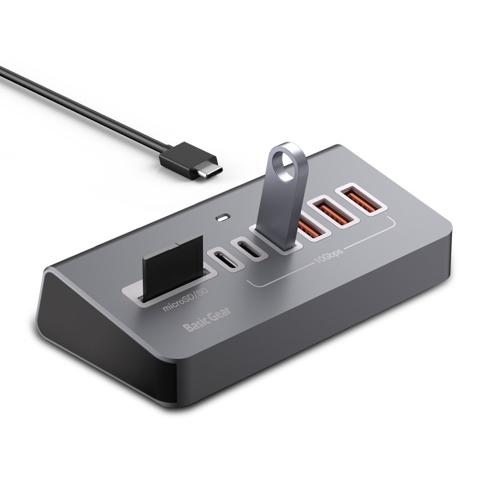 베이직기어 버티컬 8in1 C타입 10Gbps USB 멀티허브, 1개