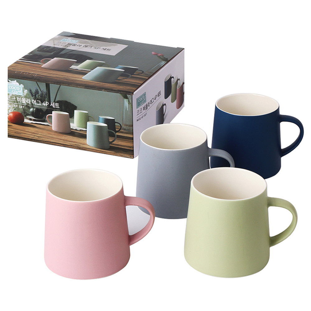 코코스토리 비올라 머그 4종 세트 420ml, CandyPink   MisticGray   TenderGreen   OceanBlue, 1세트