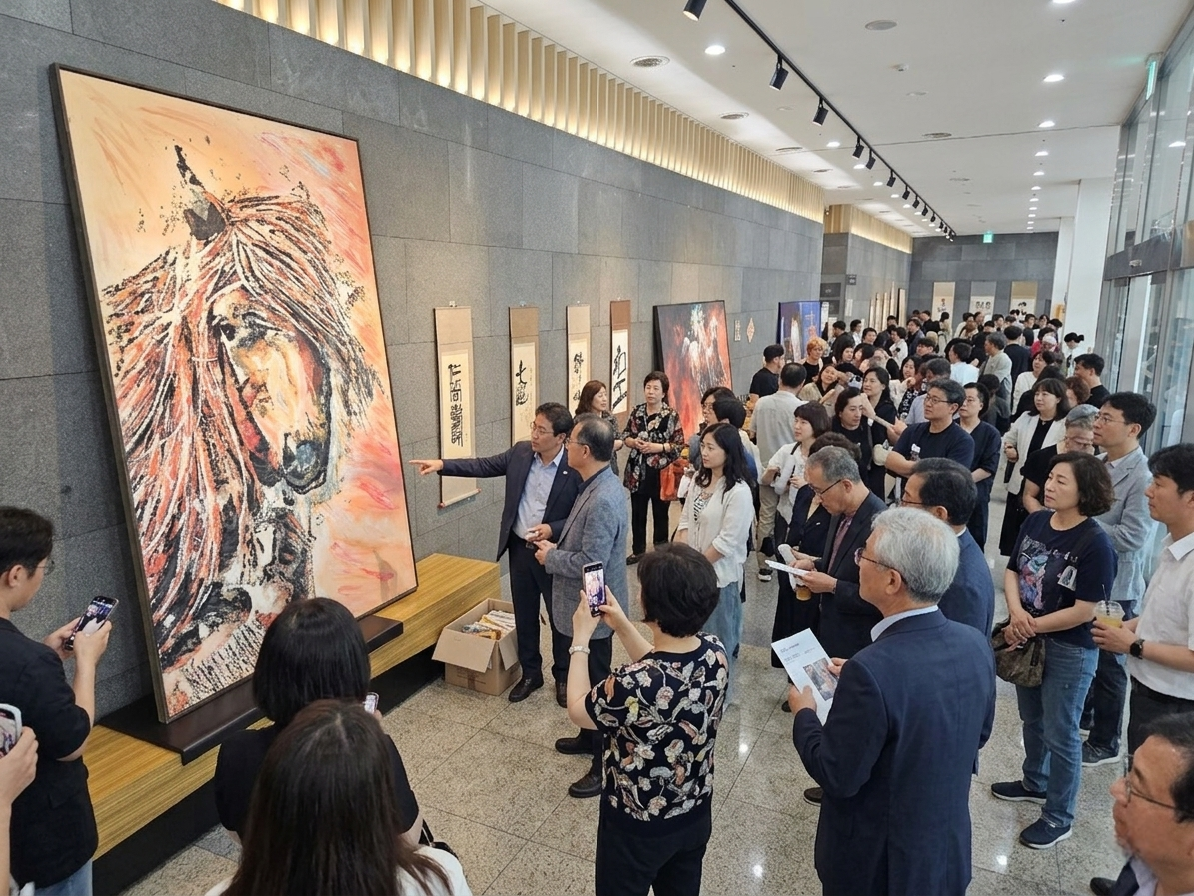 [인하대학교 60주년 기념관에서 열리고 있는 ‘한중국제교류전(韓中國際交流展)’]