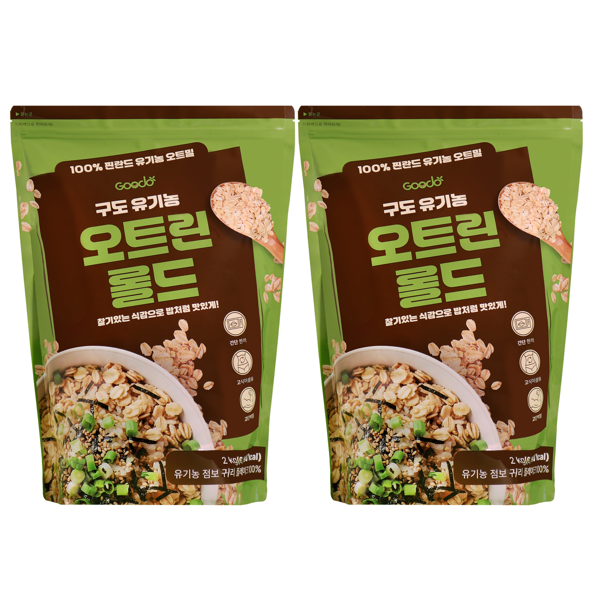 구도 오트린 유기농 롤드오트 오트밀 2kg 핀란드산, 2kg, 2개