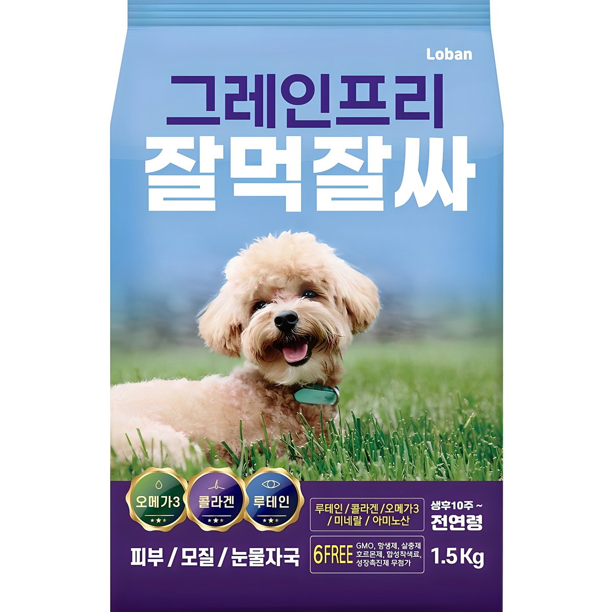 잘먹잘싸 전연령 강아지 그레인프리 건식사료, 닭 연어, 1.5kg, 1개