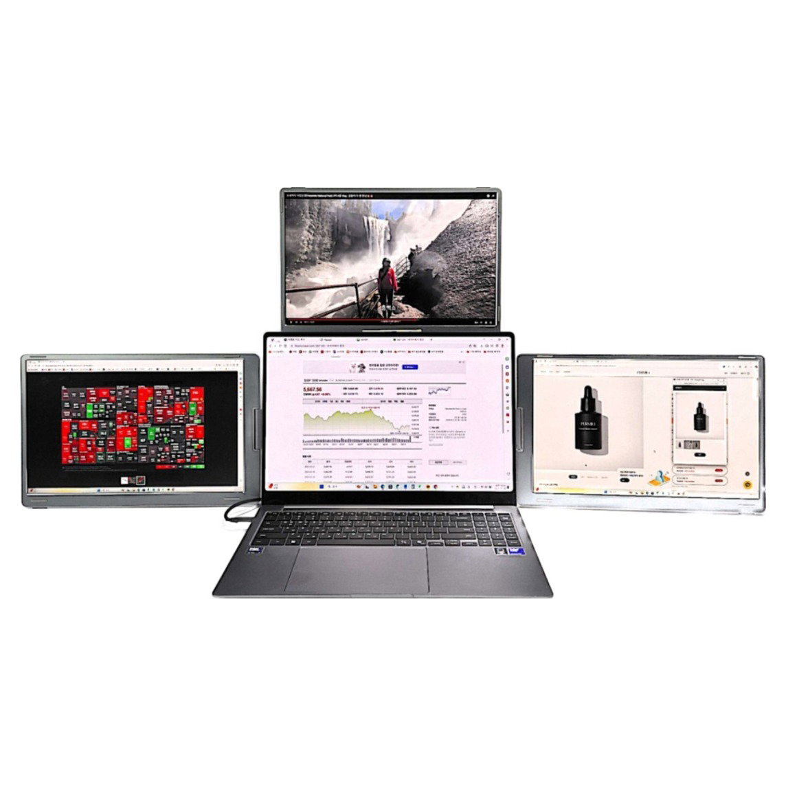 에스앤코 FHD 노트북 트리플 포터블 모니터 마운트형, S680, 35.56cm