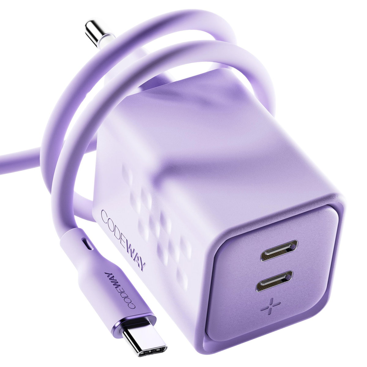 코드웨이 50W 초고속 충전기   100W C to C 타입 충전 케이블 2m 세트, 라벤더 퍼플, 1세트
