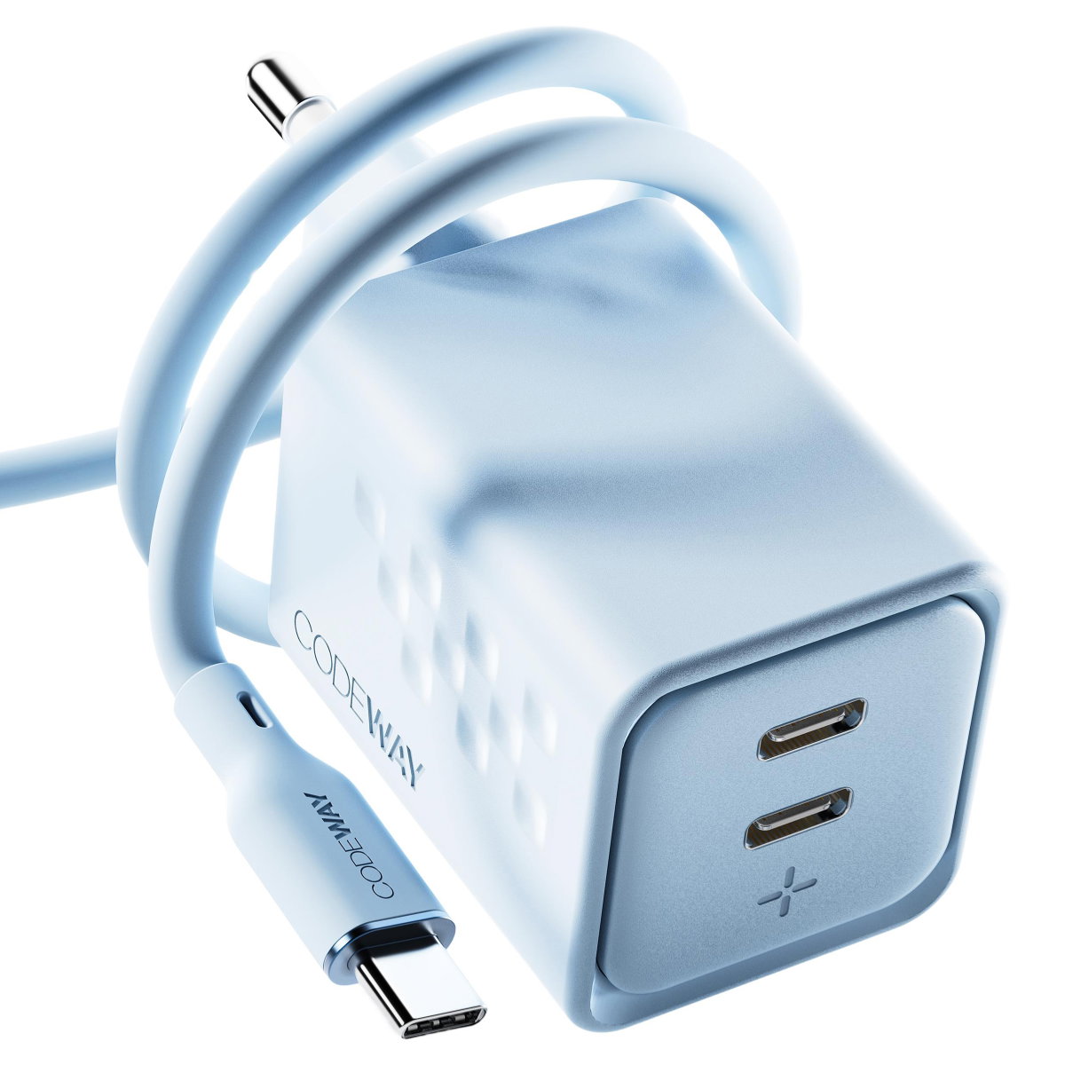 코드웨이 50W 초고속 충전기   100W C to C 타입 충전 케이블 2m 세트, 아이스 블루, 1세트