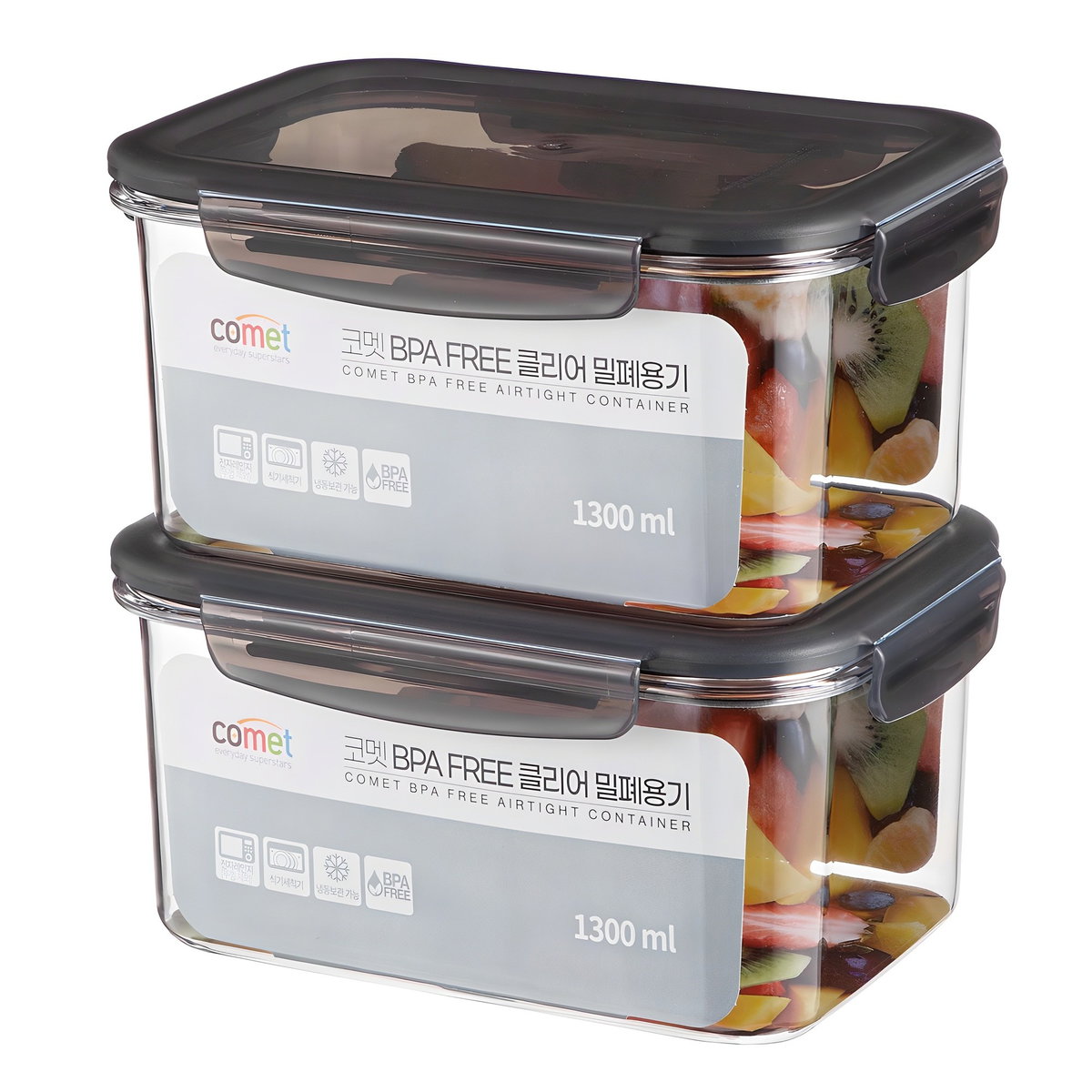 코멧 국내생산 BPA FREE 클리어 직사각 밀폐용기