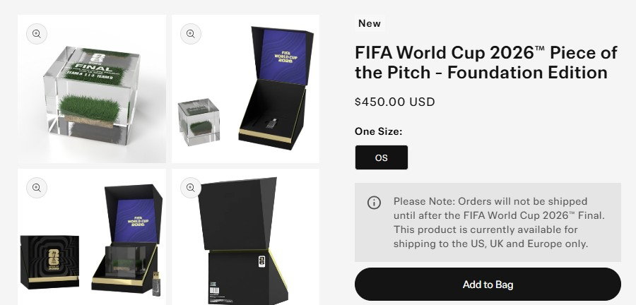 결승전 잔디 한 조각에 67만원…FIFA, '경기장 굿즈' 논란 속 165억 수익 노린다