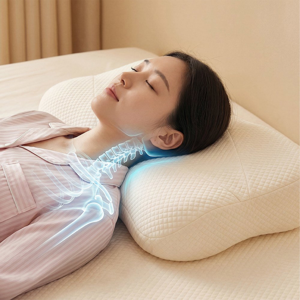 HOMEY NEST 프리미엄 경추베개 인체공학 다기능 사계절 초고밀도 메모리폼 베개, 1개, 화이트