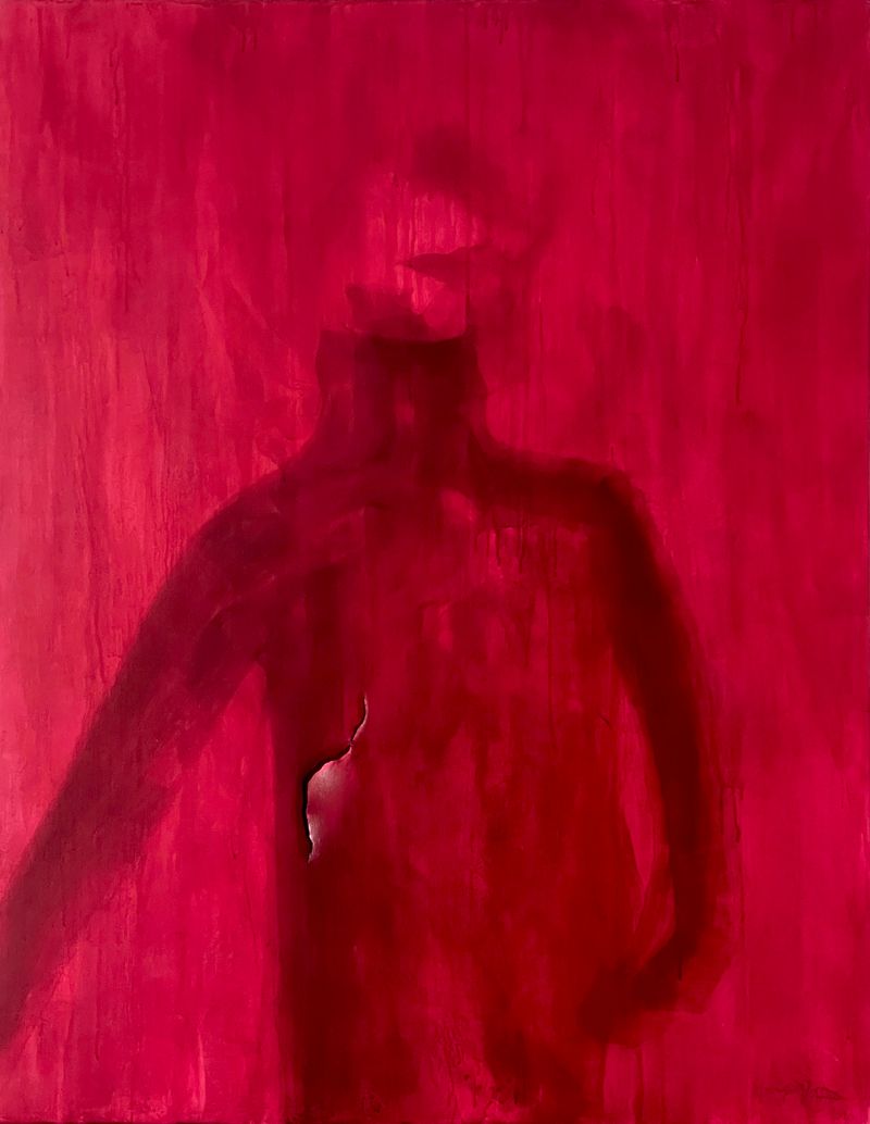 [붉은 흔적 1  2026  아크릴릭, 캔버스  116.8 × 91.0 cm]