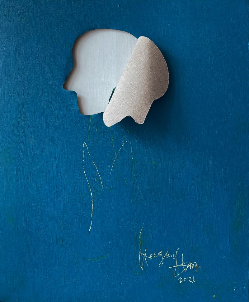 [푸른 사이 2  2026  아크릴릭, 캔버스  72.7 × 60.6 cm]