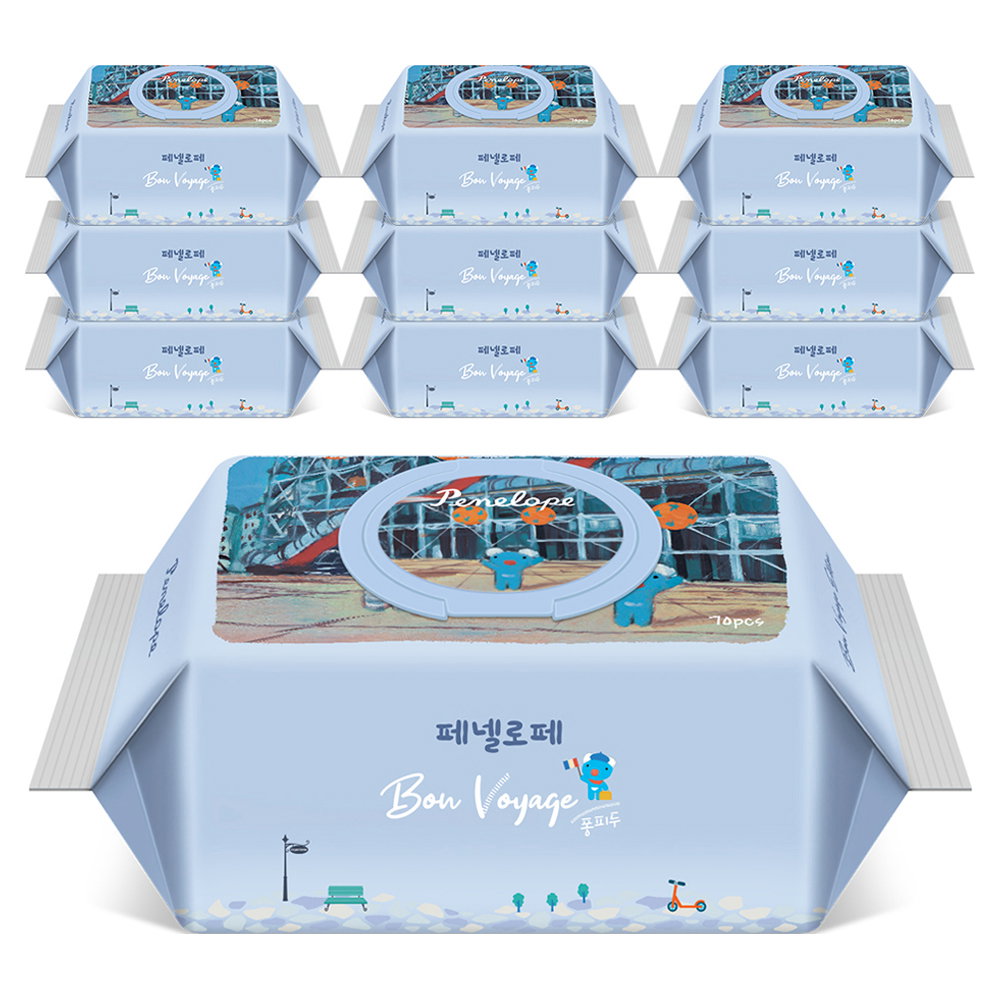 페넬로페 본보야지 퐁피두 아기물티슈 캡형, 75g, 70매, 10개