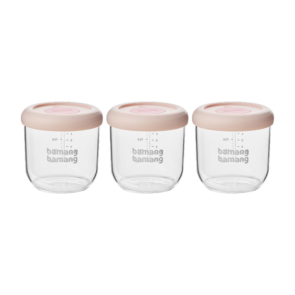 바망바망 이유식 용기, 3개, 핑크, 240ml