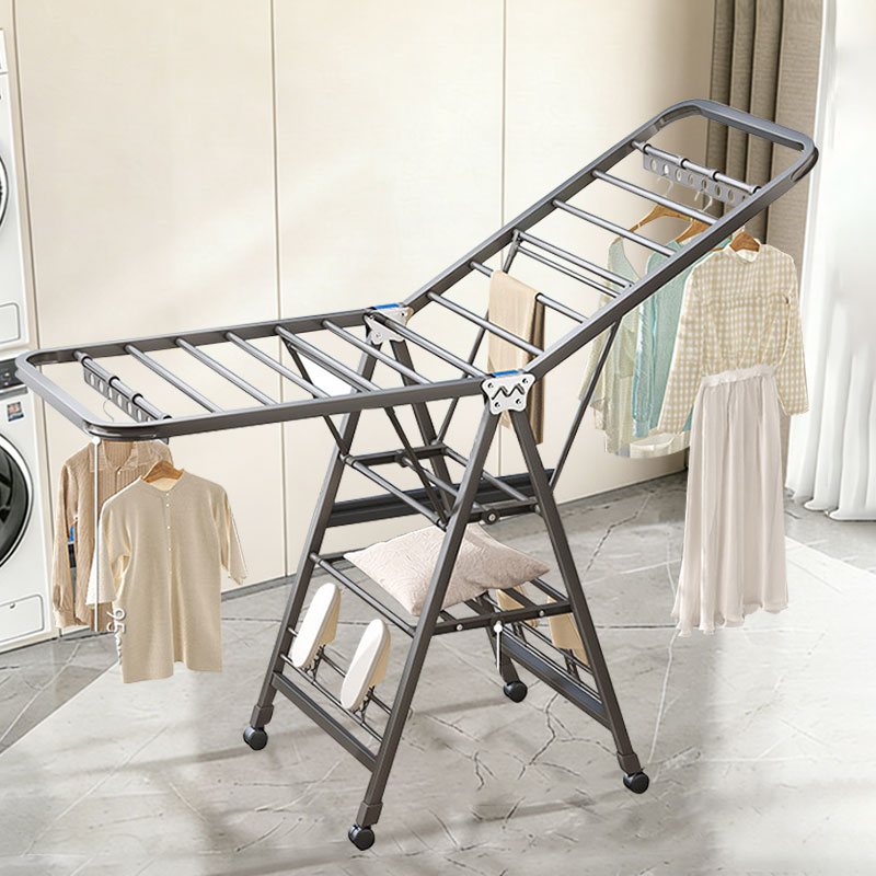 New World 다기능 빨래건조대 스틸 3단 접이식 빨래건조대 신발걸이   방풍바180CM Y418Q, 건메탈 그레이