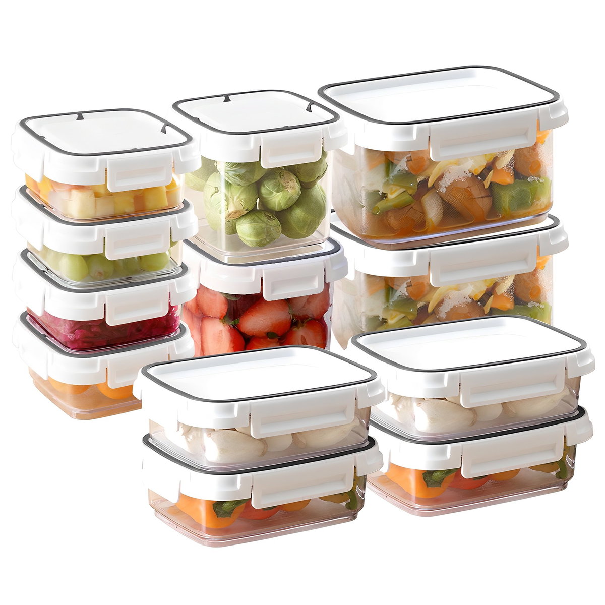 창신리빙 스카이락 밀폐 반찬용기 12종 세트, 1세트, 460ml(4P)   980ml(2P)   240ml(4P)   650ml(2P)