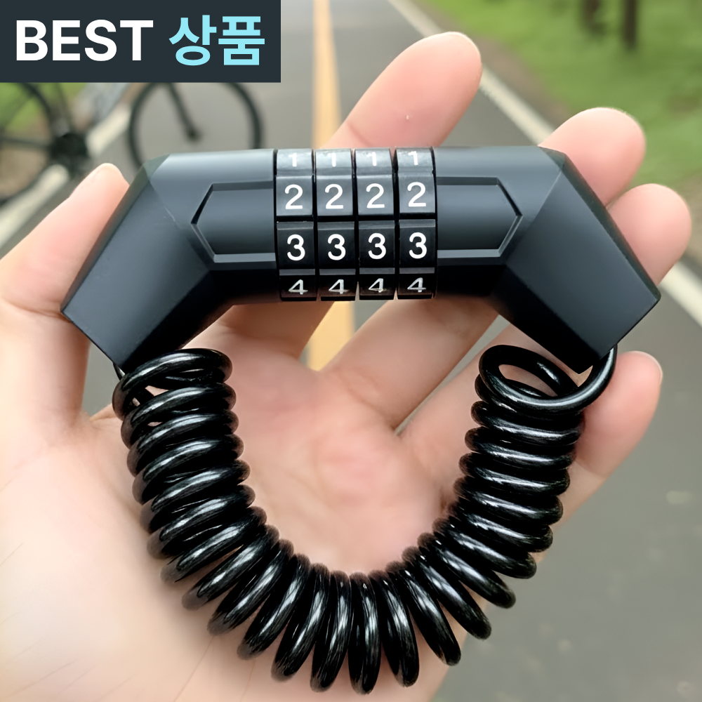 루브앤 도난방지 4단 번호키 자전거 자물쇠, 블랙, 1개