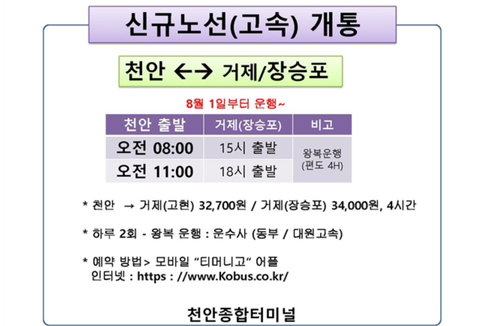 천안-거제 '4시간' 직통버스…'거제야호' 타고 여름 바다로!