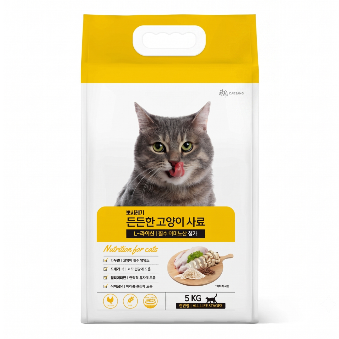 뽀시래기 든든한 고양이 사료 대용량 엘라이신 길고양이 길냥이 전연령용, 5kg, 1개
