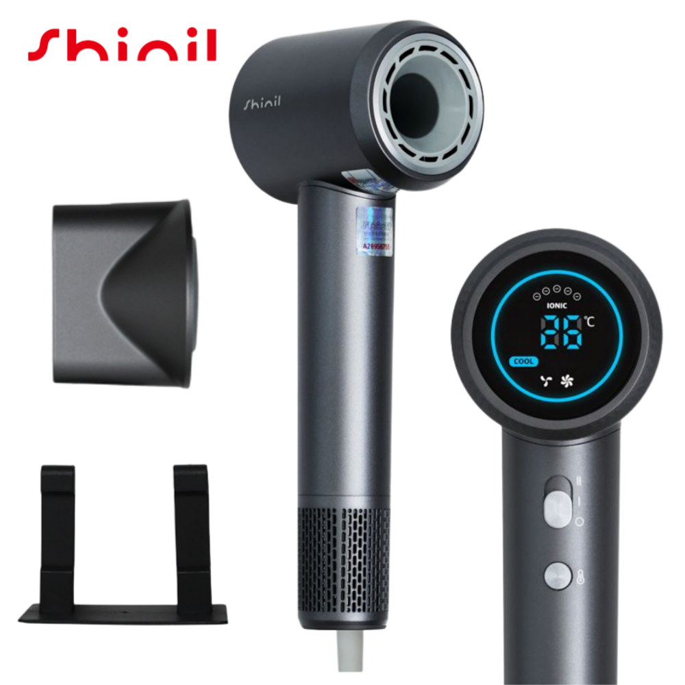 [26年型新商品] シンイル プレミアム BLDC 超強力 マイナスイオン ヘアドライヤー スマートディスプレイ 家庭用 プロ用 SHD-C8611、グレー、SHD-C8611