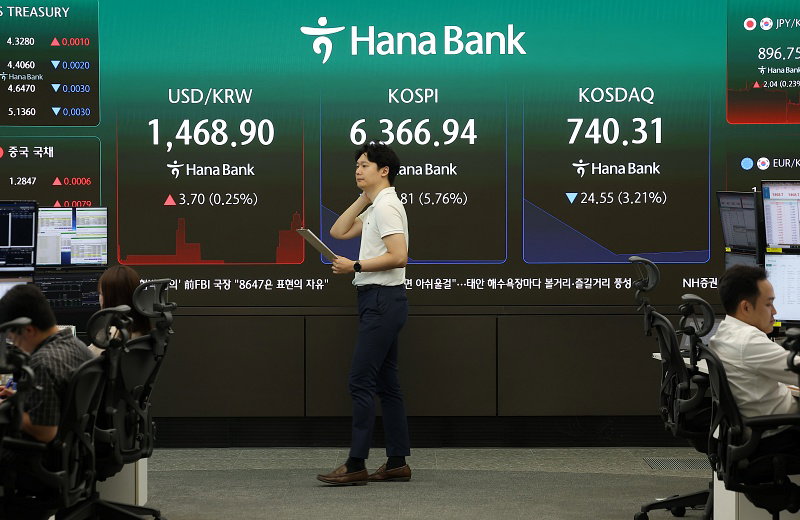 코스피 7%대 급락 속 매도 사이드카 발동