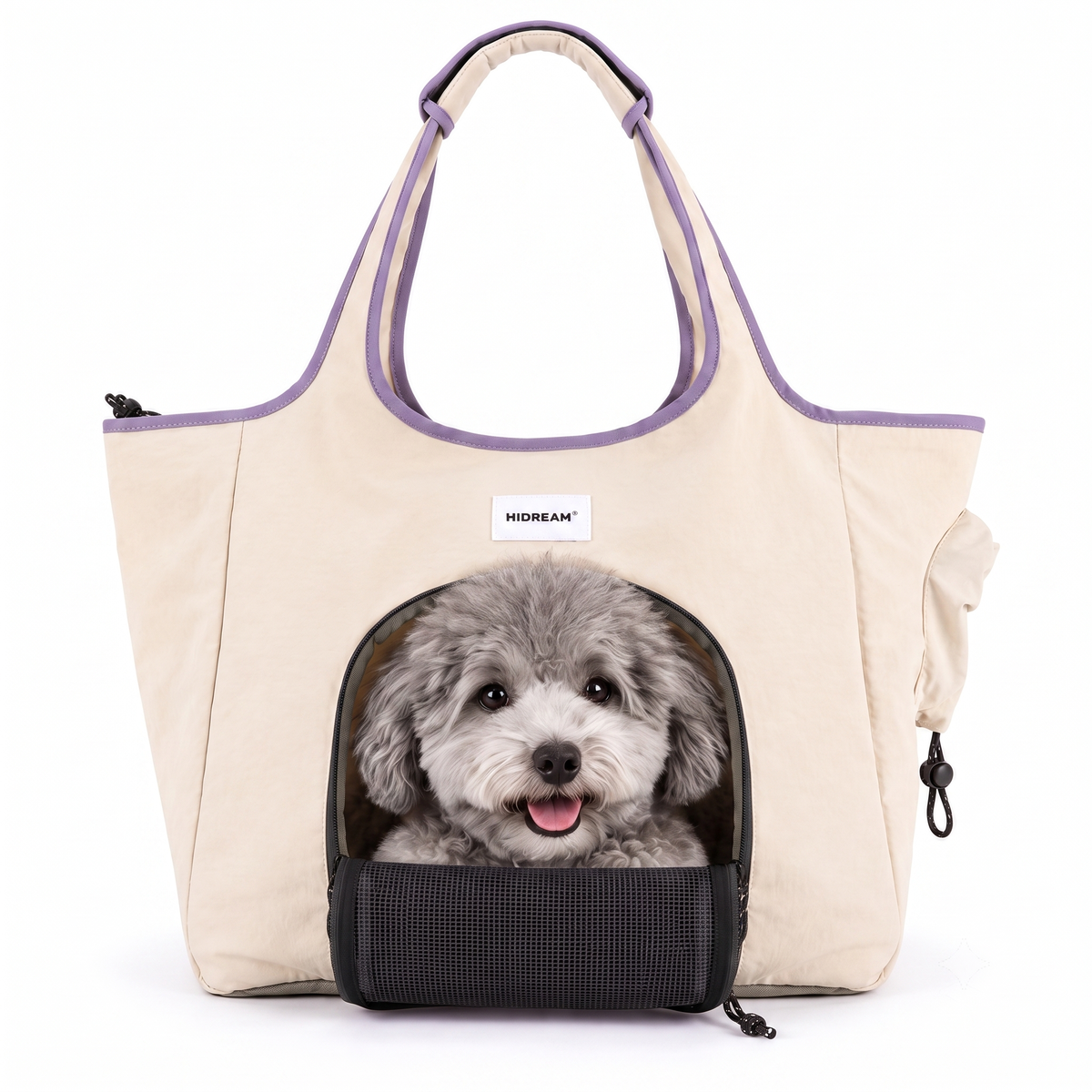 IAE AIRY BAG 에어리백 강아지 이동가방 경량 메쉬 숄더백, 1개, 라벤더크림