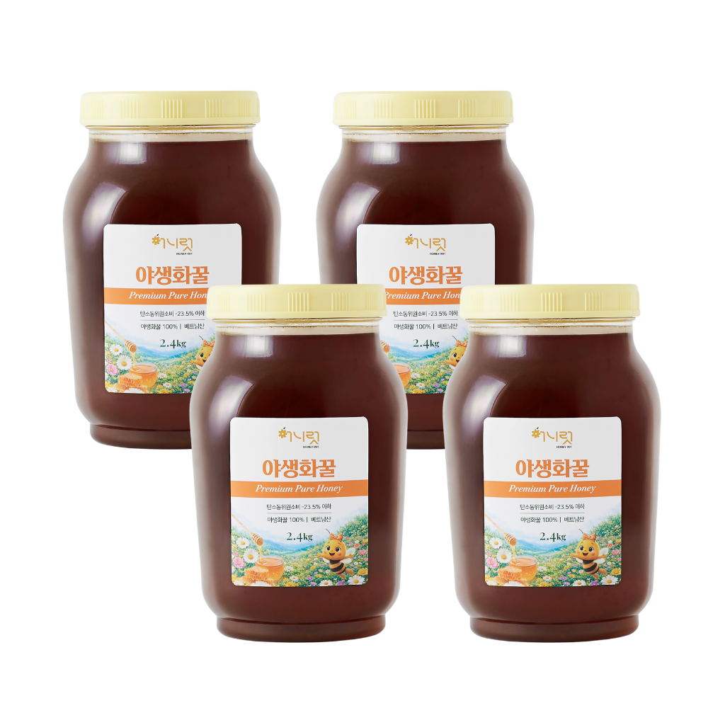 허니럿 야생화꿀 베트남 자연벌꿀, 2.4kg, 4개