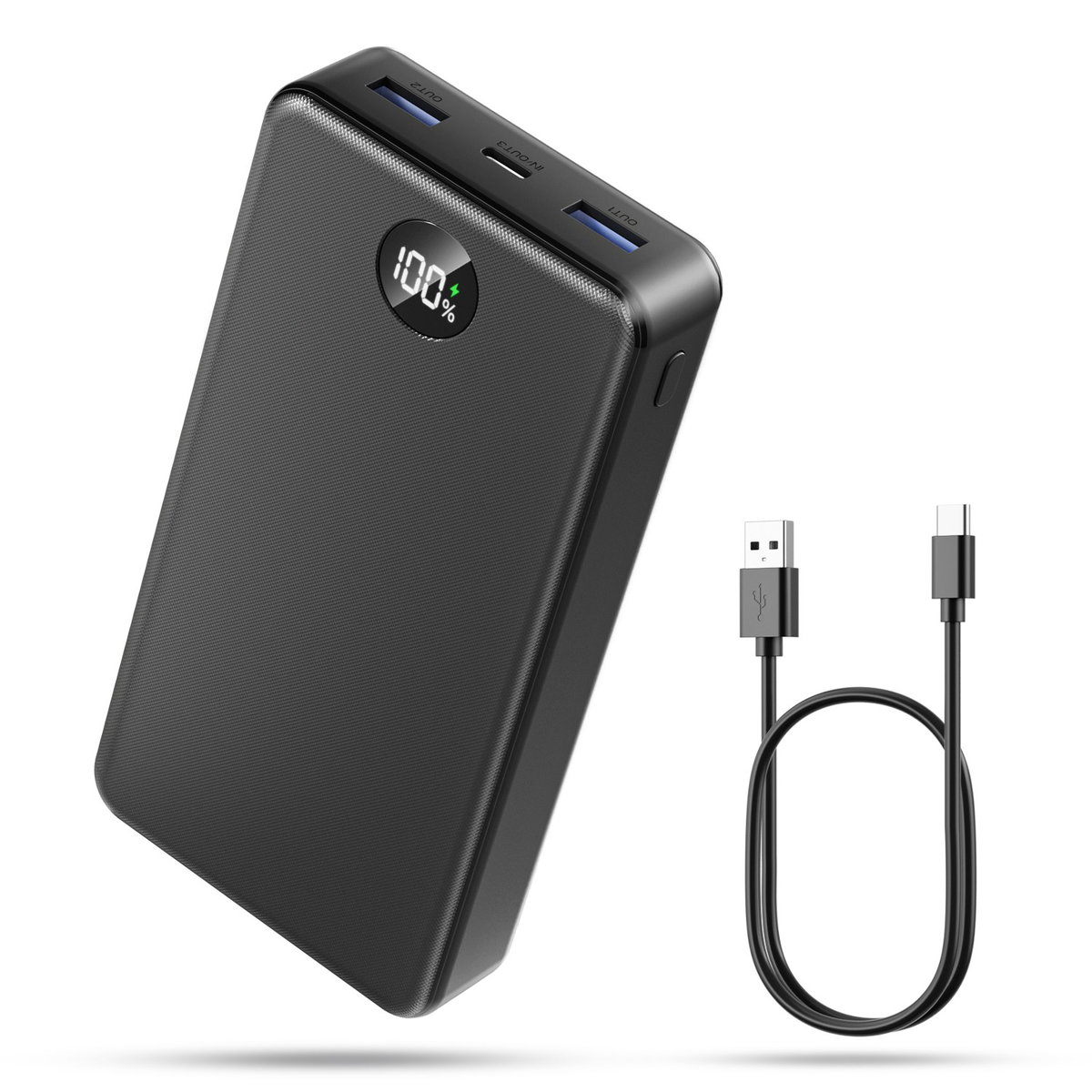고속충전 대용량 보조배터리 30000mAh PD 22.5W QC3.0 잔량표시 멀티단자   20W C타입 케이블, 블랙-30000mAh, P1