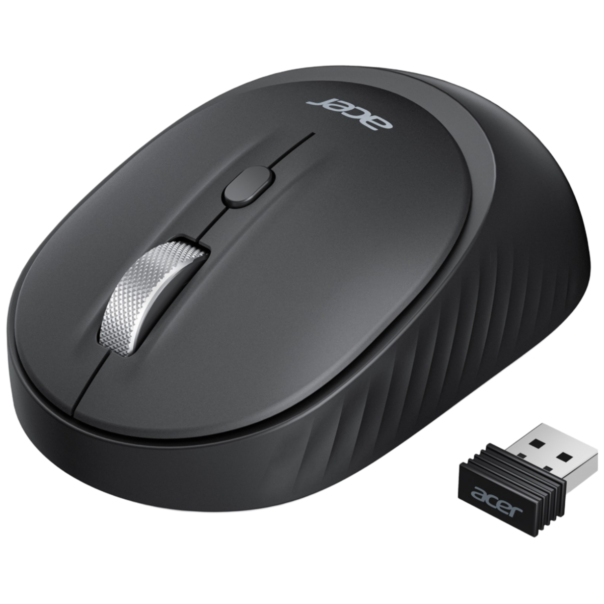 에이서 USB A 2.4G & 블루투스 무선 마우스, 3단계 DPI 조절, 양손 사용 인체공학 디자인, 저소음, 자동 절전 모드, 검은색, 타원형