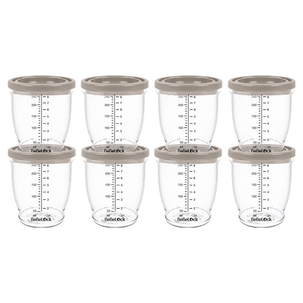 베베락 유아용 PP 밀폐 이유식 용기, 240ml, 초코, 8개