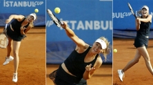 25일(현지시간) 터키 이스탄불에서 열린 WTA(여자프로테니스)투어 이스탄불 테니스컵대회 준결승에서 러시아의 마리아 샤라포바가 프랑스의 아라반 레자이에게 리턴샷하고 있다. 2007.2.25 (AP 사진)
