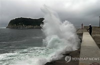 서귀포항 강타하는 산더미 같은 파도