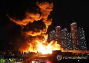 한국타이어 대전공장 화재…아파트 30층까지 불길 치솟아