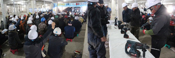 ▲보쉬 전동공구 &lsquo;건설현장 안전 캠페인&rsquo; 화성산업 교육 현장 (사진 : 보쉬(BOSCH) 제공)