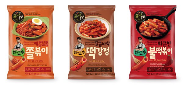▲즐거운동행 &lsquo;밀당의 고수&rsquo; 떡볶이 3종. 왼쪽부터 
