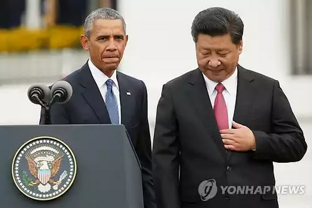 지난 9월 미국 백악관에 방문한 시진핑 중국 국가주석(우) 와 미국 오바마 대통령(좌)