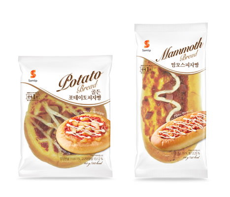 ▲&lsquo;골든포테이토 피자빵(왼쪽)&rsquo; 과 &lsquo;맘모스 피자빵(오른쪽)&rsquo; 출시 이미지 (사진 : 삼립식품 제공) 